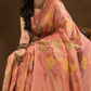 Floral woven design Silk blend Jacquard Saree | Peach Pink