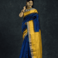 Pure Handloom Korvai Saree | Regal Blue and bright Yellow