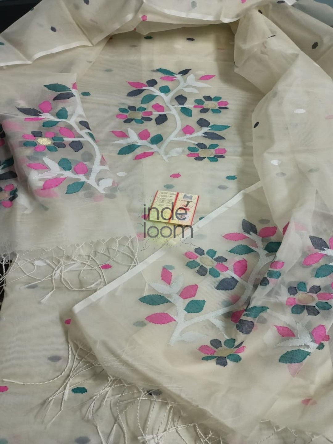 Muslin Jamdani 2-Piece Set Kurti & Dupatta (UNSTITCHED) Egg White-922