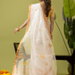 Pure Jamdani Linen Saree | Snow White  and White  | Half and Half style with Contrast Border