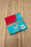 Korvai Saree in Red Saree with Azure Blue Korvai Saree - 067 - indeloom