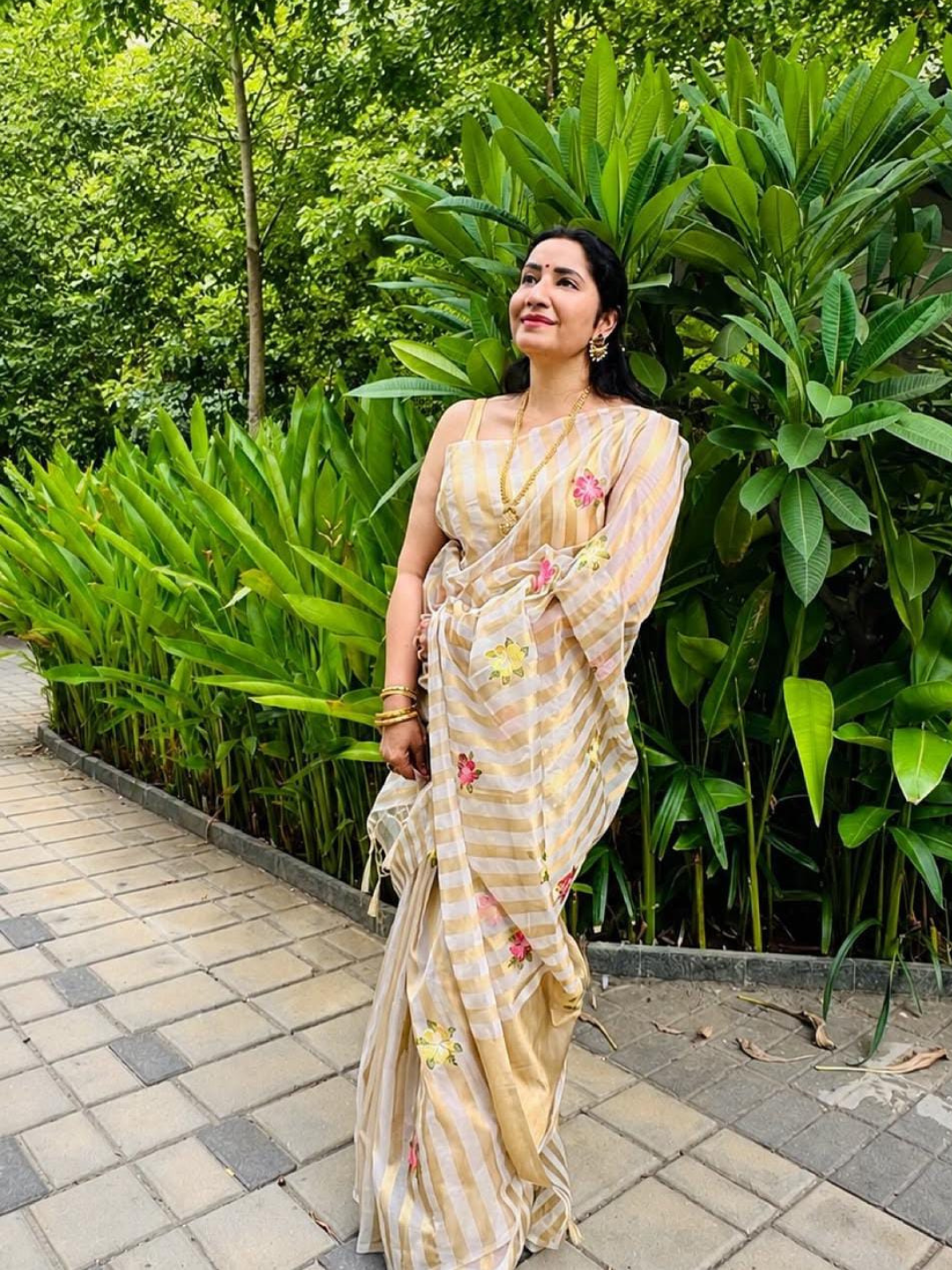 Classic Benarasi Semi Silk Saree | Beige Gold