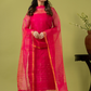 Handwoven Jamdani Muslin Unstitched 2-piece Kurti | Hot Pink