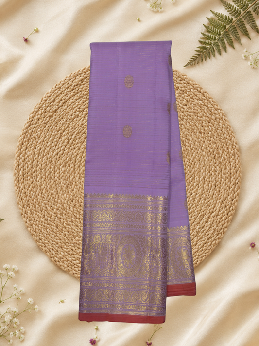 Handwoven Pure Gadwal Silk Saree  |  Lavender