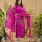 Hot Pink Jamdani 2-Piece Set Kurti & Dupatta (UNSTITCHED) -694