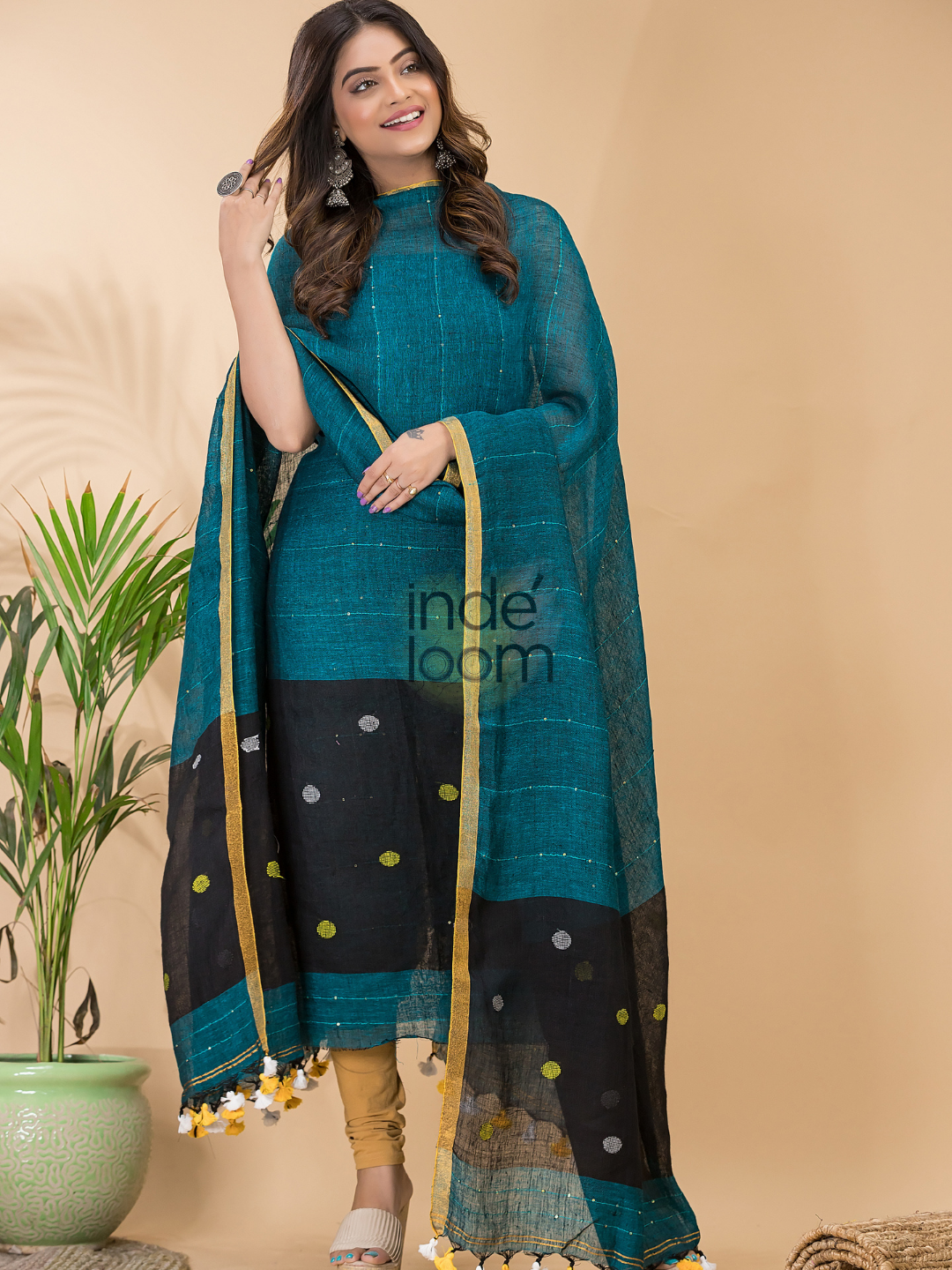 Mint Green Linen X Linen 2-Piece Set Kurti & Dupatta (UNSTITCHED) - 071
