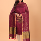 Maroon Linen Jamdani 2-Piece Set Kurti & Dupatta (UNSTITCHED) - 068