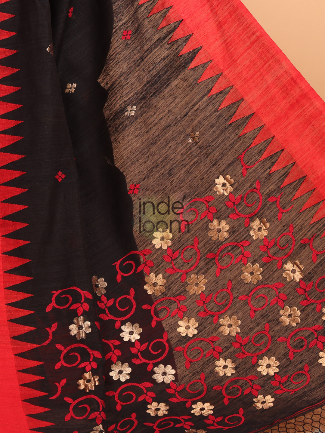 Linen Checks Saree With Rich Black - 134