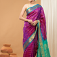 Pure Handloom Korvai Saree | Orchid Purple Cyan Blue