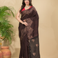 Matka Silk Jamdani Saree With Dark Brown - 022