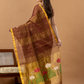 Handwoven Jamdani Silk Tissue Linen Saree | Copper Brown