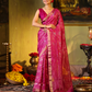 Matka Silk Jamdani  Saree With Deep Pink - 003
