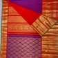 Pure Handwoven Gadwal Silk Saree With Wine Purpule - 014