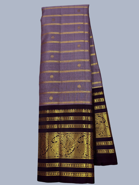 Pure Handwoven Gadwal Silk Saree With  Lavender - 017