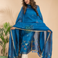 Indigo Blue Cotton Linen 2-Piece Set Kurti & Dupatta (UNSTITCHED) - 002