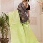 Tamasa  -  Smoky black silk with antique gold zari pallu