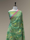 Pure Banarasi Exclusive Ektara Kora JAMDANI Tilfi saree  | Green