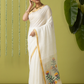 Handwoven Jamdani Muslin Saree | White | Plain Body with All-over Jamdani weaves