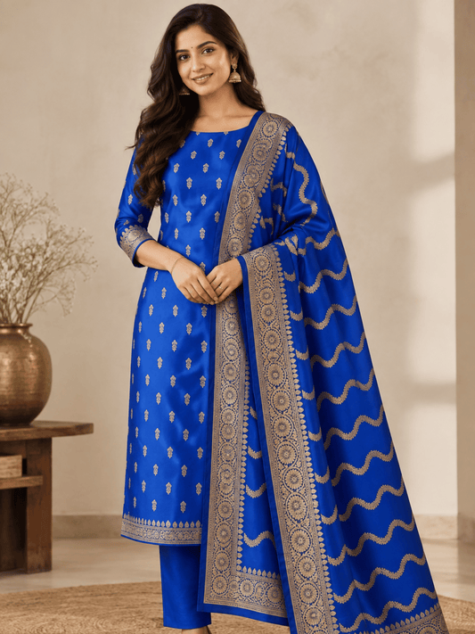 Classic Benarasi Katan Silk Kurti | Blue