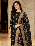 Classic Benarasi Katan Silk Kurti | Black