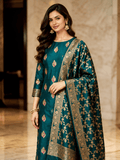 Classic Benarasi Katan Silk Kurti | Green