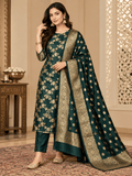 Classic Benarasi Katan Silk Kurti | Green