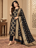 Classic Benarasi Katan Silk Kurti | Black