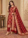 Classic Benarasi Katan Silk Kurti | Red