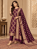 Classic Benarasi Katan Silk Kurti | Purple
