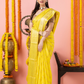 Classic Benarasi Katan Semi Silk Saree | Lemon Yellow