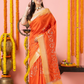 Classic Benarasi Katan Semi Silk Saree | Bright Orange