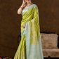 Classic Benarasi Semi Silk Saree | Lime Green