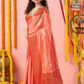 Classic Benarasi Semi Silk Saree | Coral Pink