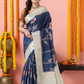 Classic Benarasi Semi Silk Saree | Deep Navy Blue