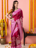Classic Benarasi Semi Silk Saree | Magenta Purple