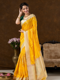 Classic Benarasi Semi Silk Saree | Bright Yellow