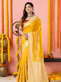 Classic Benarasi Semi Silk Saree | Mustard Yellow