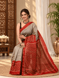 Classic Block Print Mul Chanderi Saree | Beige