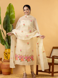 Classic Kota Doria Cotton Unstitched 2-Piece Kurti | Cream