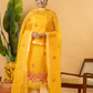 Classic Kota Doria Cotton Unstitched 2-Piece Kurti | Marigold Yellow