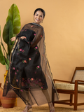 Classic Kota Doria Cotton Unstitched 2-Piece Kurti | Black