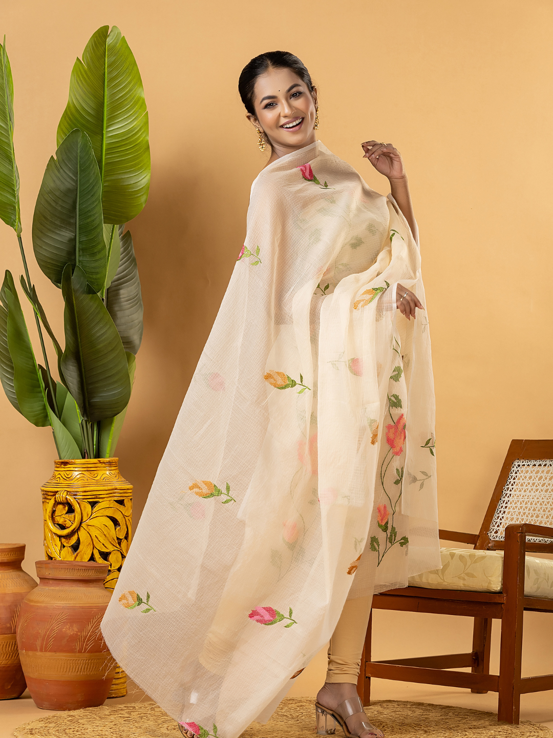 Classic Kota Doria Cotton Unstitched 2-Piece Kurti | Off-White
