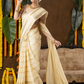 Classic Mysore Semi Silk Saree | Cream | Long Zari Lines with Mysore Silk Border