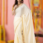 Classic Mysore Semi Silk Saree | Cream | Plain Body with Paisley Border