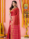 Classic Mysore Semi Silk Saree | Crimson Red
