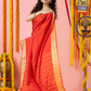 Classic Mysore Semi Silk Saree | Coral Orange