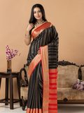 Classic Mysore Semi Silk Saree | Jet Black
