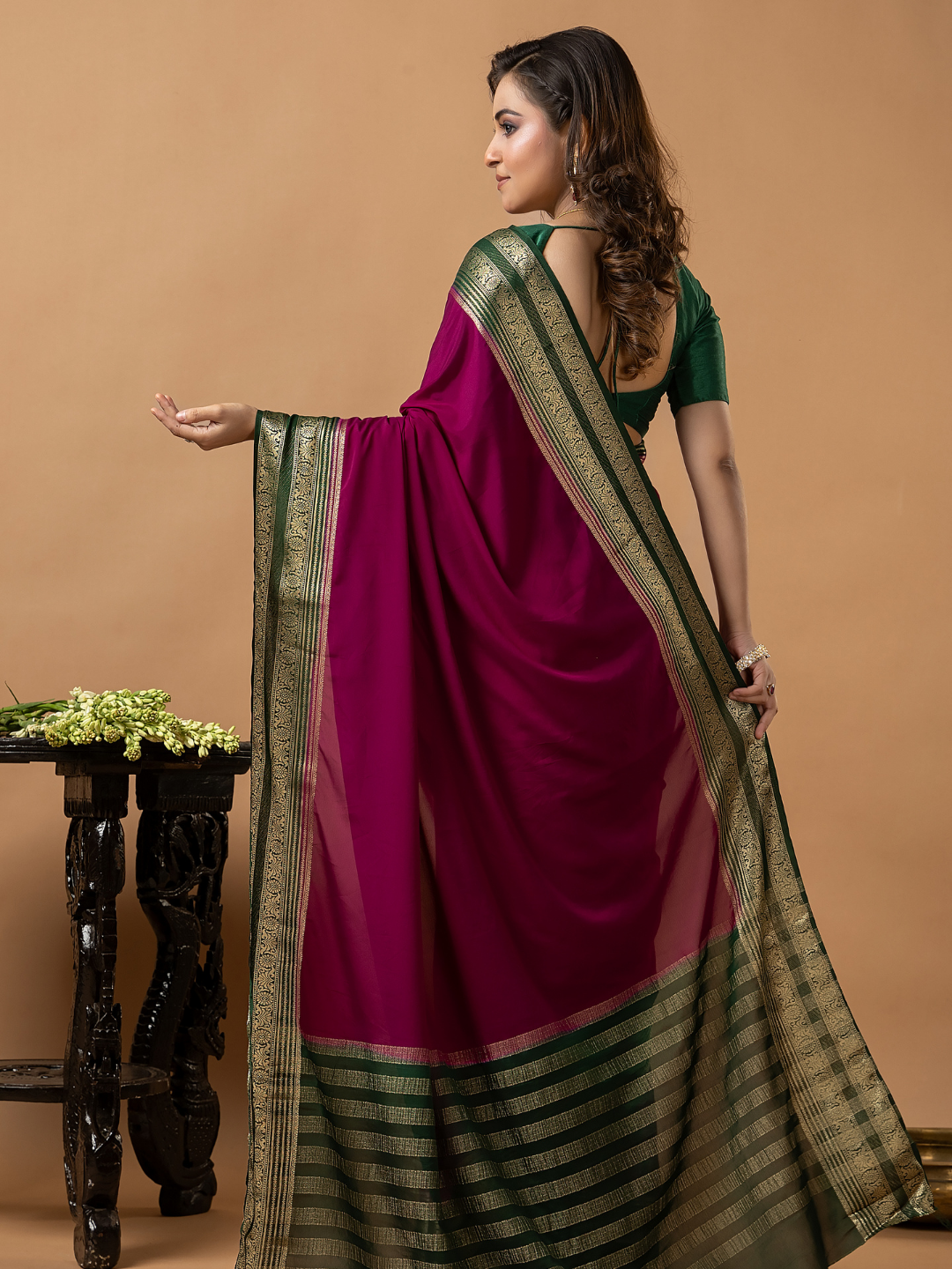 Classic Mysore Semi Silk Saree | Berry Magenta