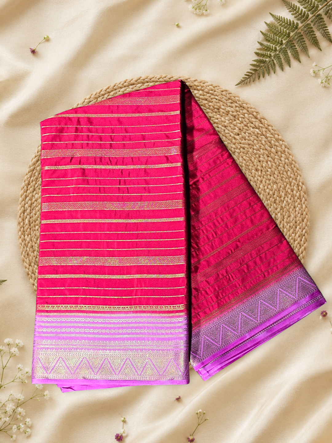 Classic Mysore Semi Silk Saree | Coral Pink