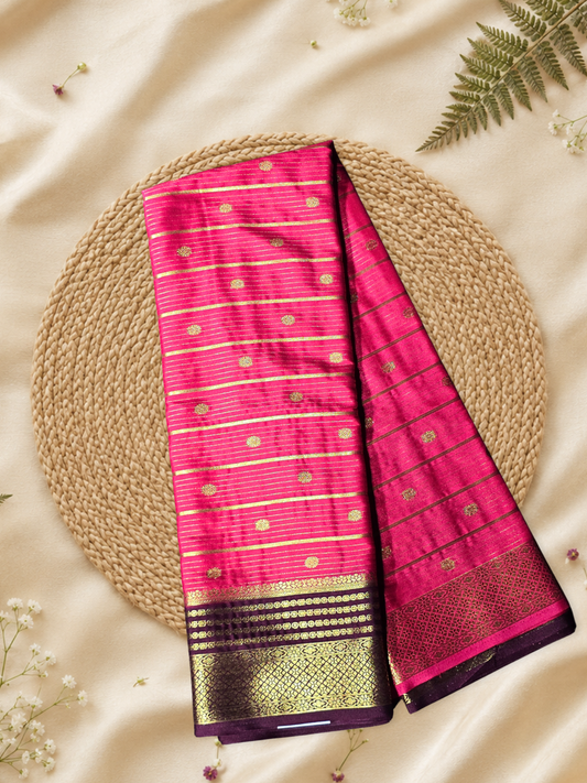 Classic Mysore Semi Silk Saree | Coral Pink